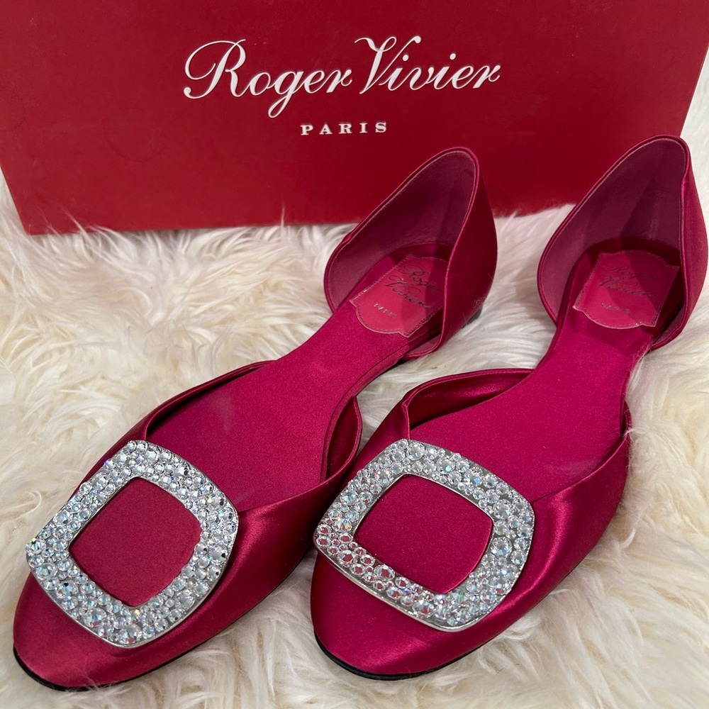 Roger Vivier size 36 rhinestone chips ballerinas in silk